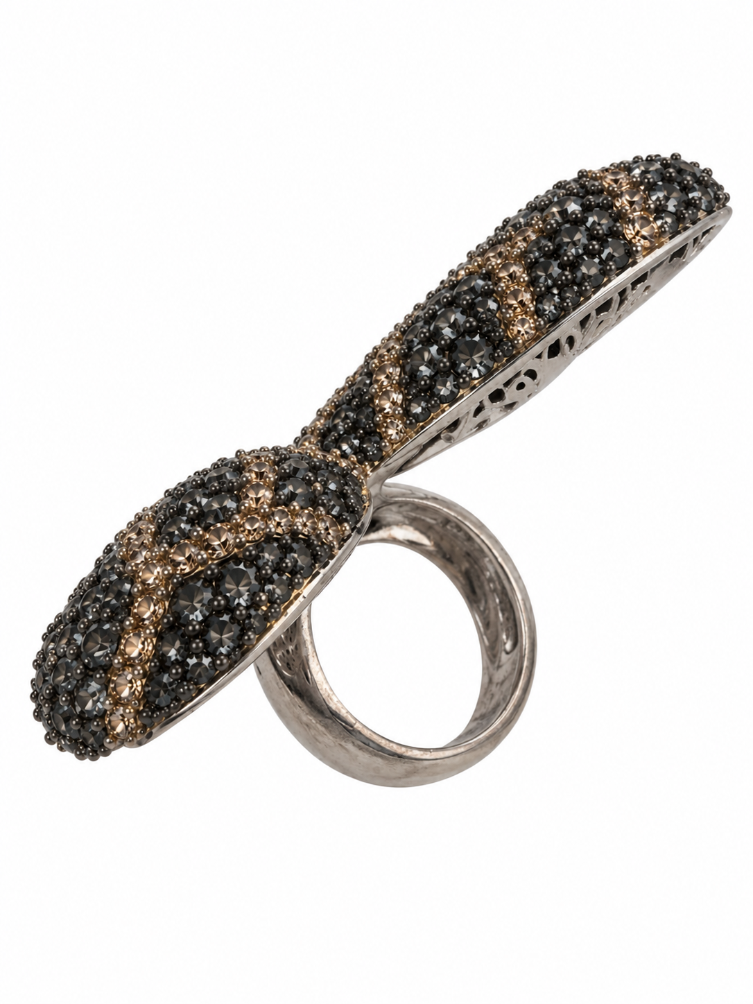 Vintage Noir Crystal Butterfly Cocktail Ring