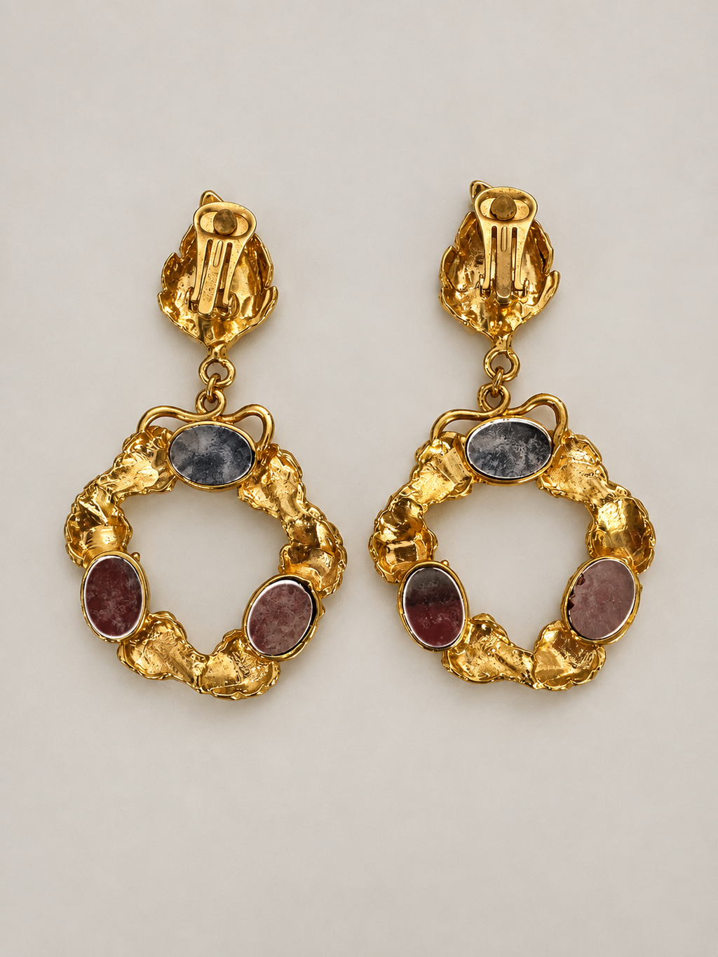Vintage Baroque Jewel Wreath Clip-On Earrings