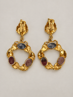 Vintage Baroque Jewel Wreath Clip-On Earrings