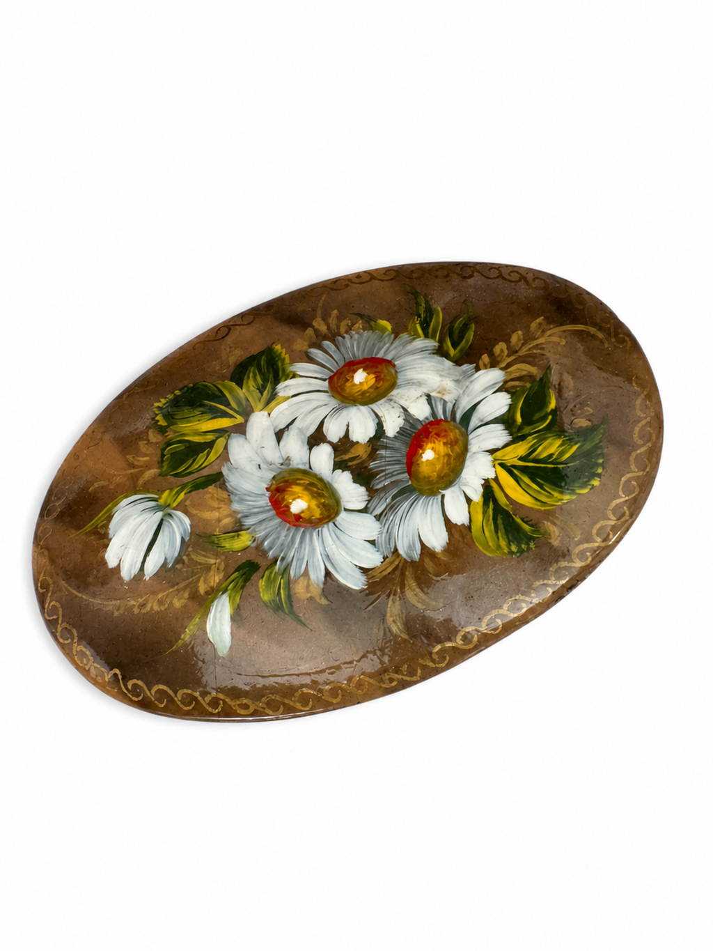 Vintage Floral Lacquer Brooch