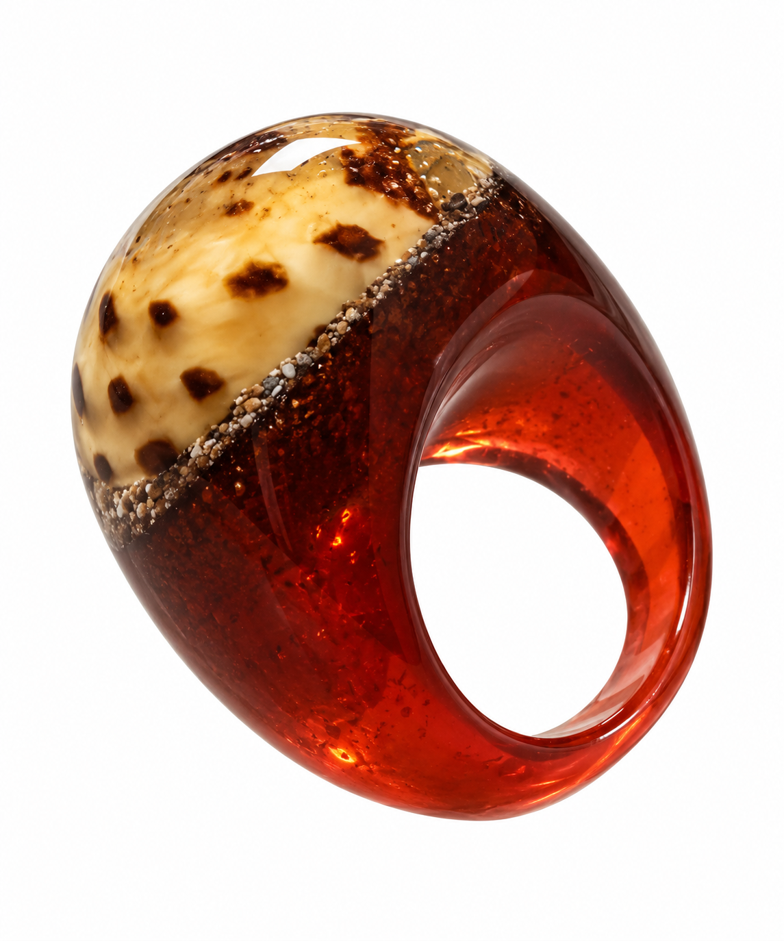 Vintage Seashell Resin Cocktail Ring