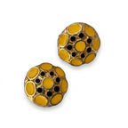 Vintage Mustard Enamel Retro Geometric Disc Earrings
