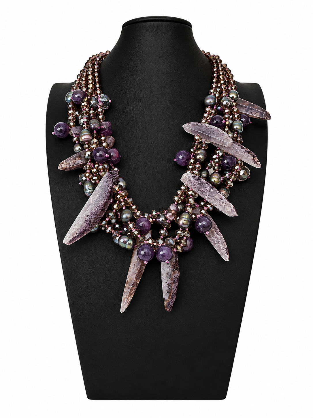 Vintage Handmade Amethyst Statement Necklace