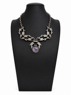 Vintage Celtic Purple Foiled Art Glass Necklace