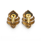 Vintage Art Nouveau Enamel Leaf Clip-On Earrings