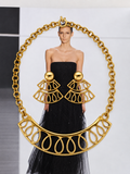 Vintage Monet Gold Plated Openwork Necklace & Earrings Set