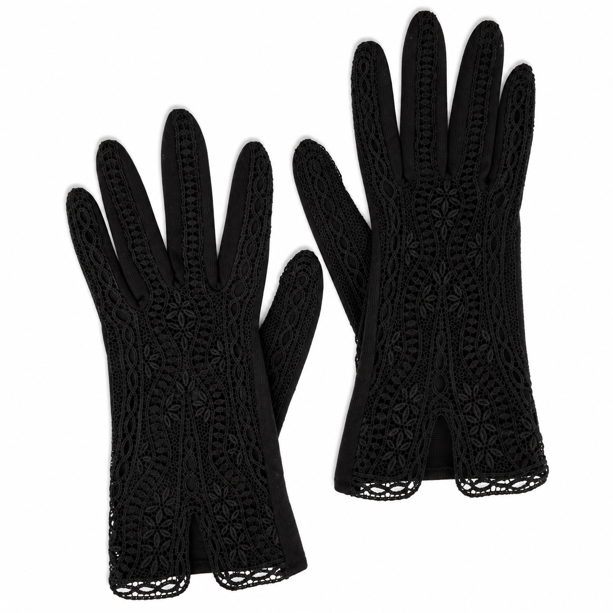Vintage 1960s Black Lace Evening Gloves