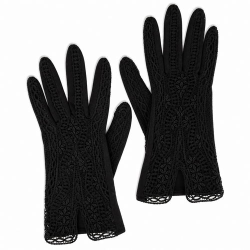 Vintage 1960s Black Lace Evening Gloves