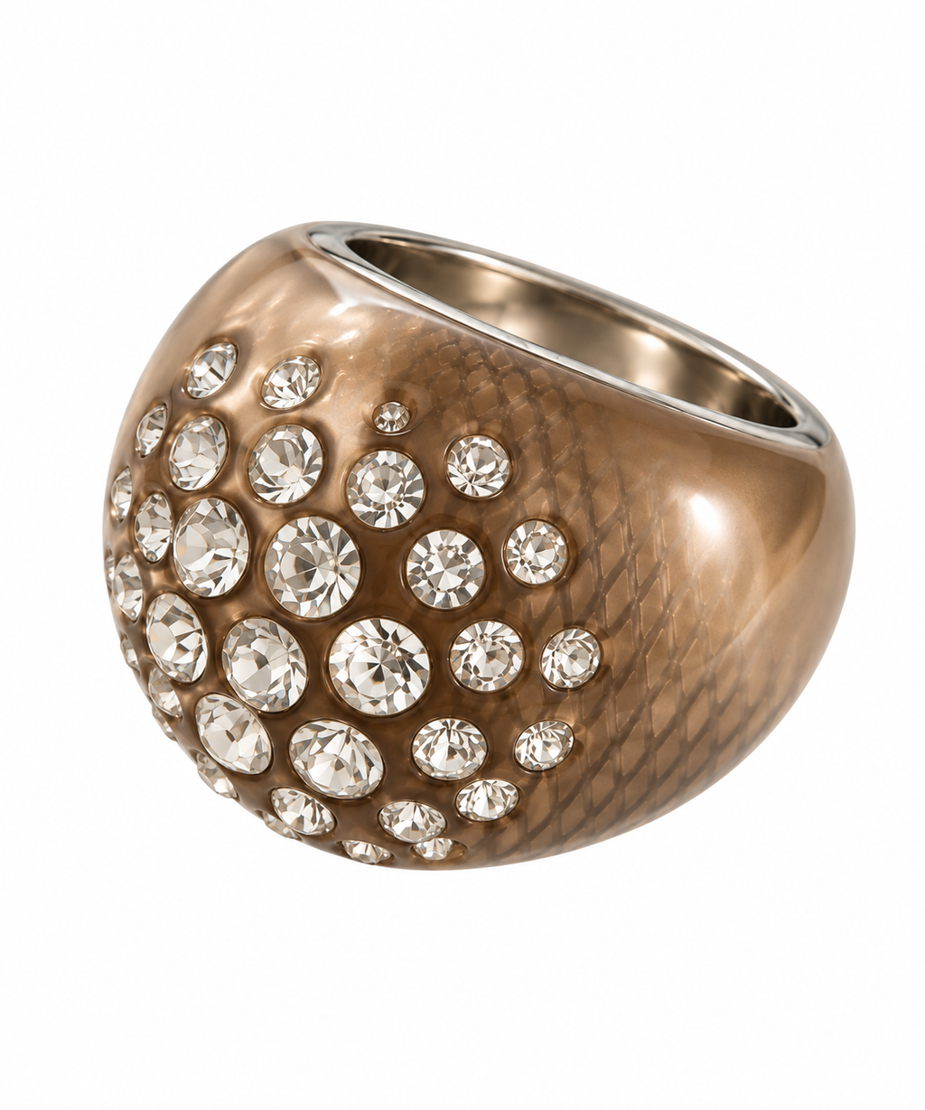 Vintage Champagne Crystal Dome Cocktail Ring