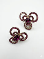 Vintage Baroque Scroll Rhinestone Earrings