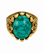 Vintage Turquoise Cabochon Floral Ring