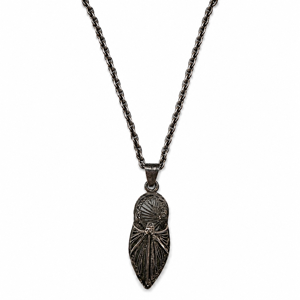 Vintage Sterling Silver Slipper Pendant Necklace
