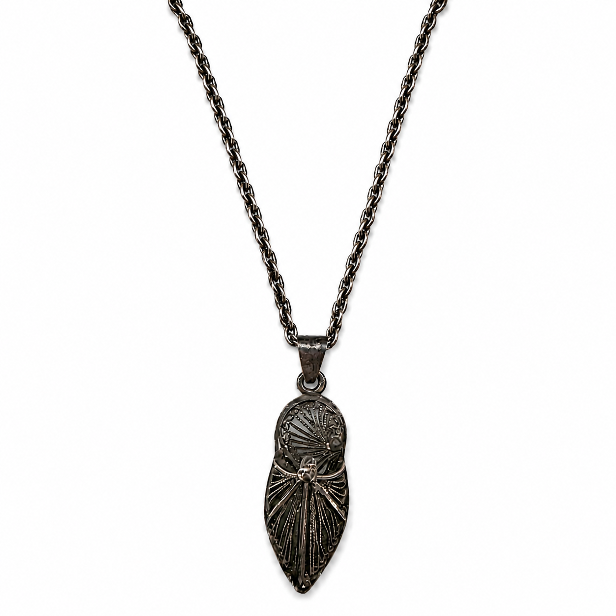 Vintage Sterling Silver Slipper Pendant Necklace