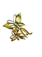 Vintage Enamel Butterfly Art Nouveau Style Brooch with Rhinestones