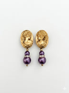 Vintage Cameo Faux Pearl Necklace and Earrings Set
