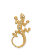 Vintage Gold Plated Lizard Rhinestone Brooch