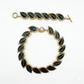 Vintage Gold Leaf Link Necklace & Bracelet Set