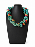 Vintage Hand Painted Wooden Chip Statement Necklace