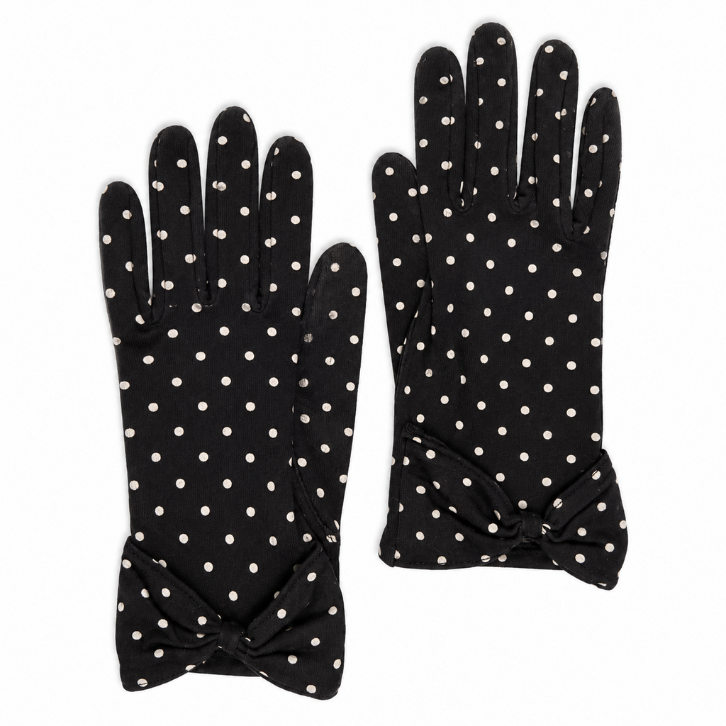 Vintage 1960s Polka Dot Bow Gloves