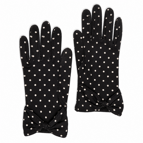Vintage 1960s Polka Dot Bow Gloves