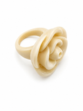 Vintage Cream Resin Rose Statement Ring Sculptural Floral Design