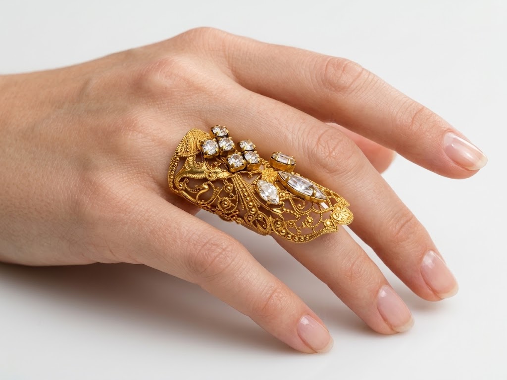 Vintage Baroque Crystal Filigree Ring