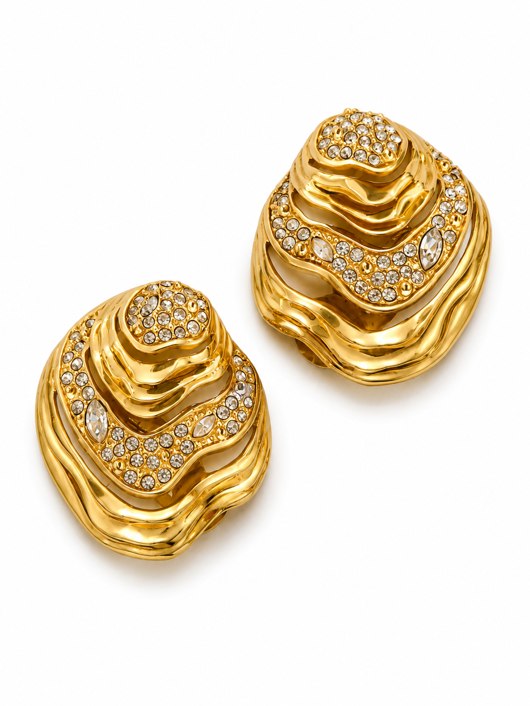 Vintage Swarovski Crystal Sculptural Statement Earrings