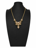 Vintage Art Nouveau Revival Crystal Floral Pendant Necklace