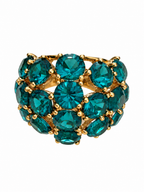 Vintage Teal Crystal Cluster Dome Ring