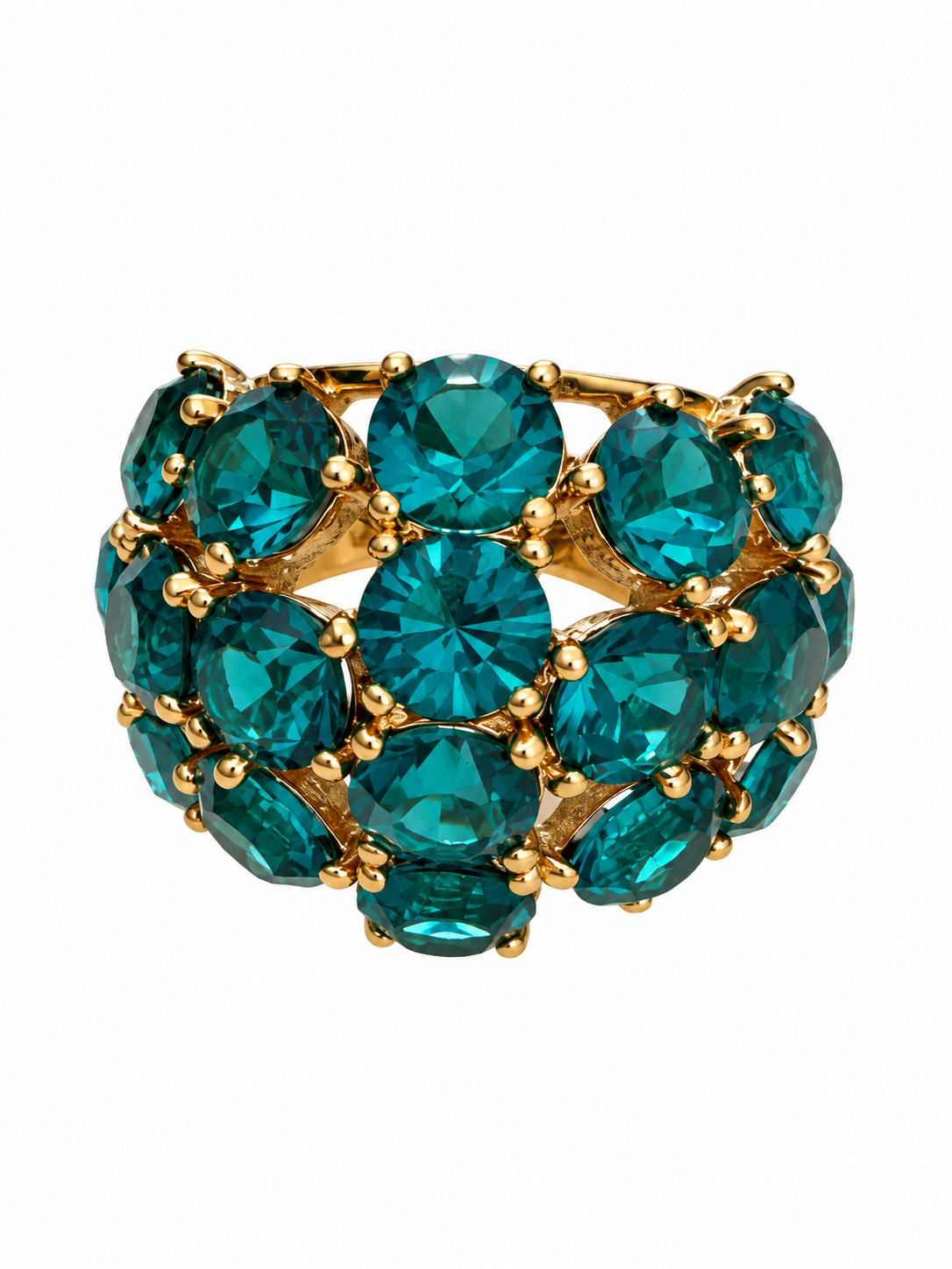 Vintage Teal Crystal Cluster Dome Ring