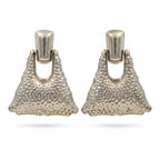 Vintage Brutalist Hammered Metal Statement Earrings
