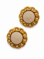 Vintage Classic Pearl and Rhinestone Earrings