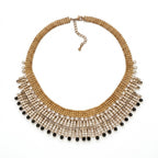 Vintage Egyptian-Revival Crystal Fringe Collar Necklace