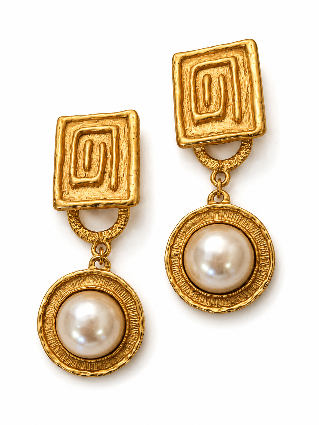 Vintage Sculptural Faux Pearl Statement Earrings