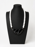 Vintage Mod Black and White Sculptural Beaded Necklace