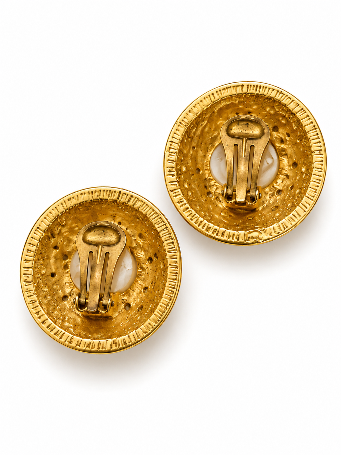 Vintage Oversized Gold-Plated Pearl & Crystal Earrings