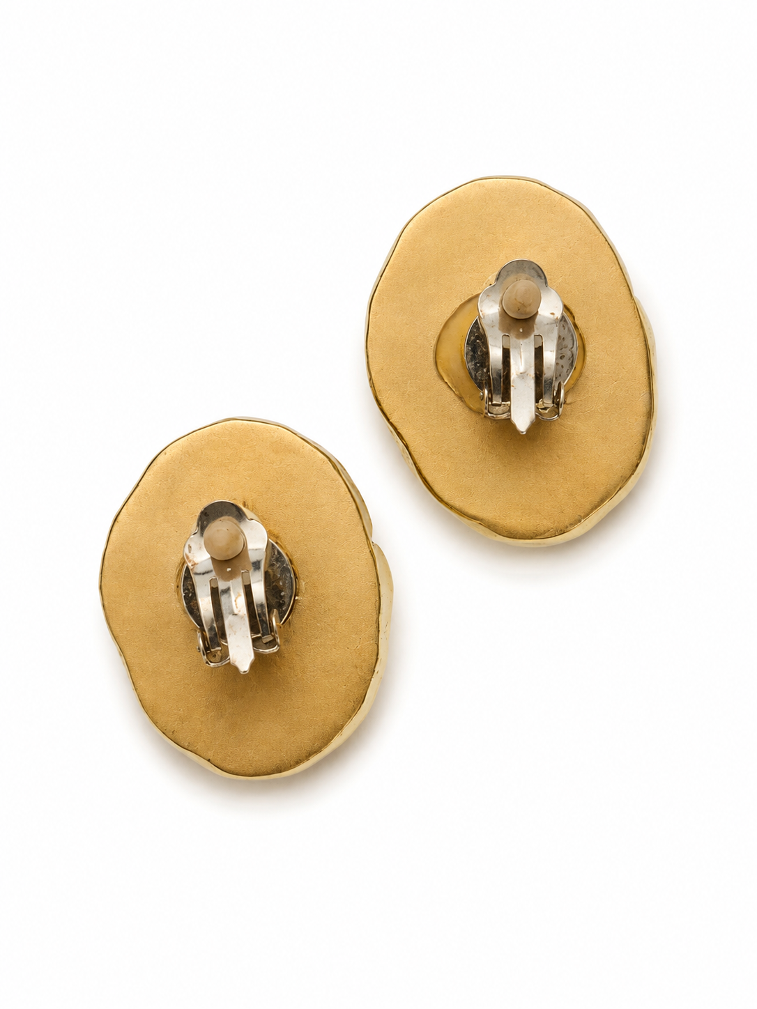 Vintage Modernist Resin Medallion Statement Earrings