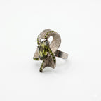 Vintage Olive Green Floral Statement Ring