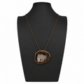 Vintage Natural Agate Wire Wrapped Pendant Necklace