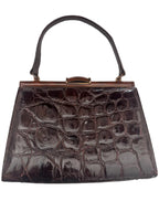 Vintage Crocodile Skin Embossed Handbag