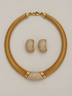 Vintage Christian Dior Pavé Crystal Mesh Necklace & Earrings Set