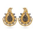 Vintage Peacock Statement Earrings with Teardrop Stone