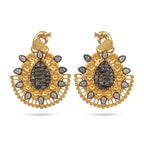 Vintage Peacock Statement Earrings with Teardrop Stone
