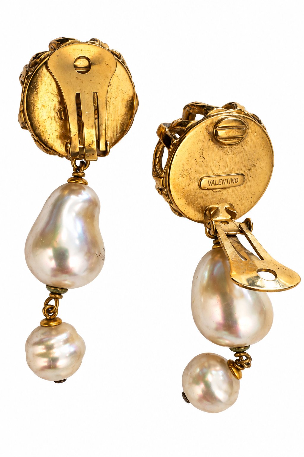 Vintage Valentino Baroque Pearl Cage Drop Earrings