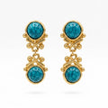Vintage Blue Cabochon Drop Clip-On Earrings