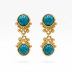 Vintage Blue Cabochon Drop Clip-On Earrings