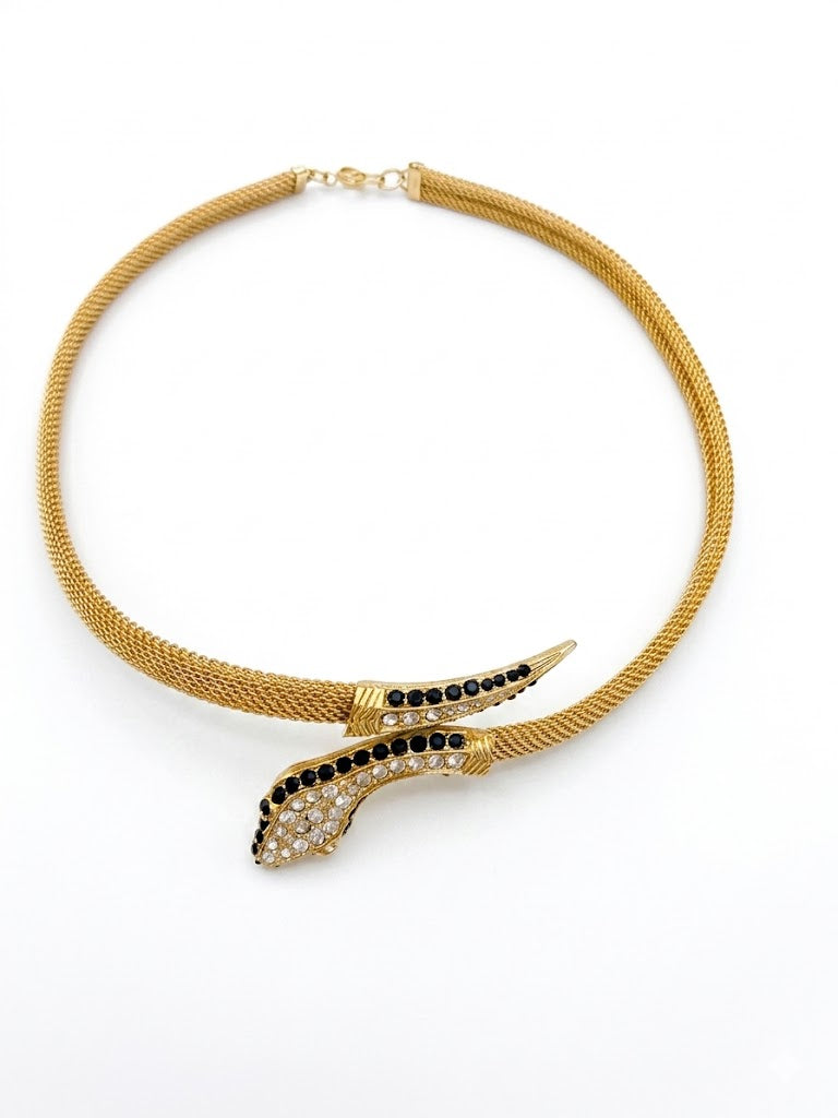 Vintage Gold-Plated Snake Mesh Choker Necklace