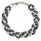 Vintage Modernist Two Tone Link Statement Necklace