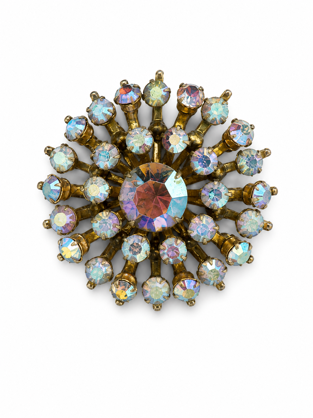 Vintage Aurora Borealis Crystal Small Brooch