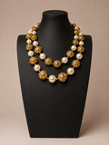 Vintage Baroque Revival Faux Pearl Gold Statement Necklace
